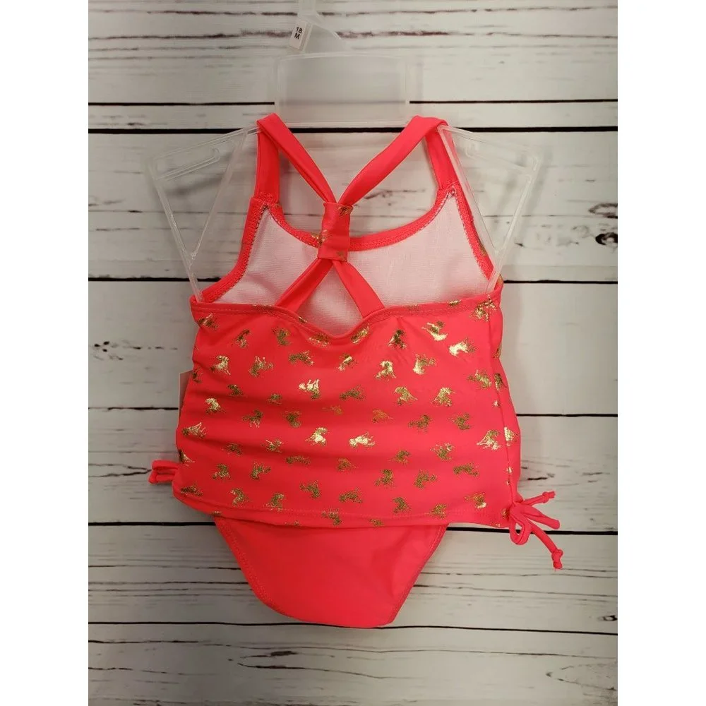 Real Love 18 months Unicorn Horse HOT PINK 2 pc Tankini  Swimsuit bathing suit‎